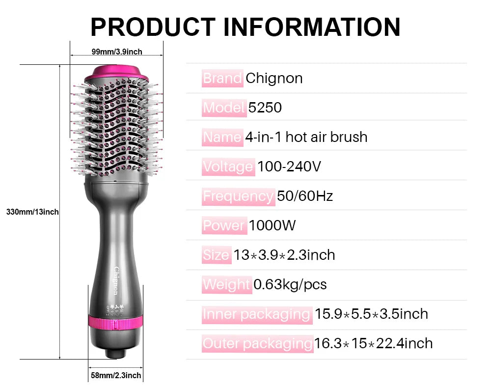 ✨ Elora Hair™ 2-in-1 Hot Air Brush – Dry, Straighten & Volumize