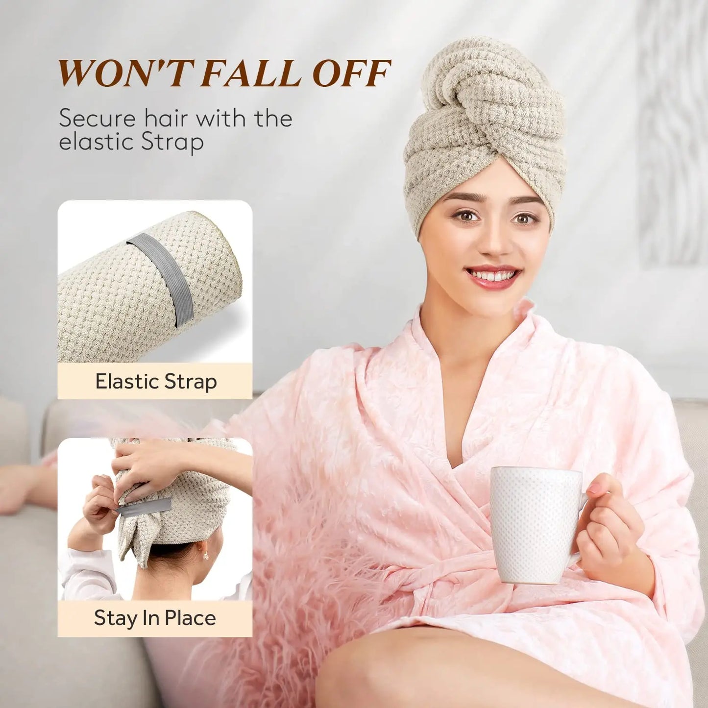 ✨Elora Hair™ Quick-Dry Microfiber Towel Wrap – Ultra Absorbent Turban
