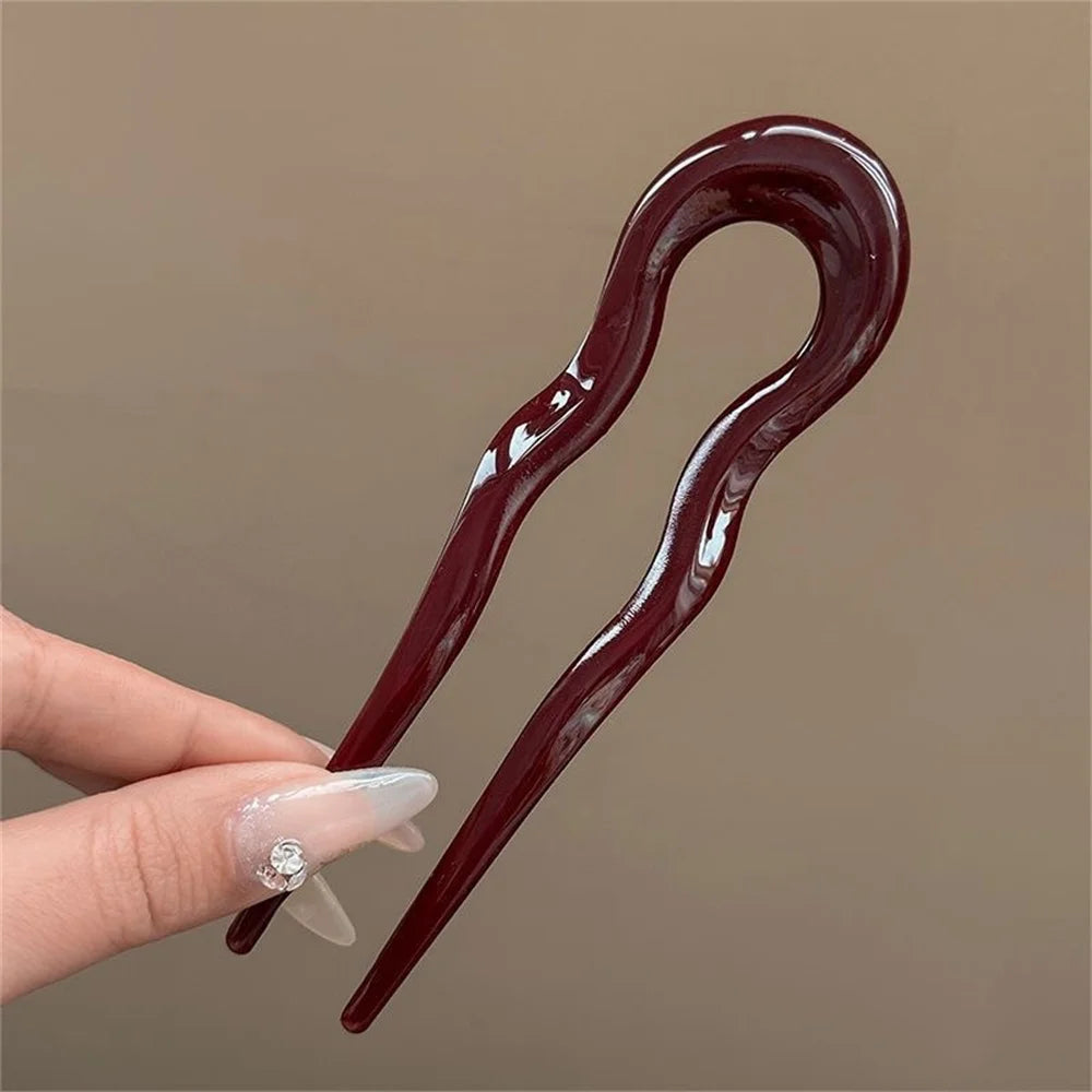 ✨Elora Hair™ U-Shaped Hair Fork – Chic Tortoiseshell Hairpin