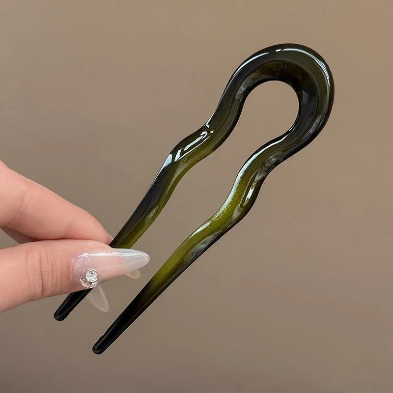 ✨Elora Hair™ U-Shaped Hair Fork – Chic Tortoiseshell Hairpin