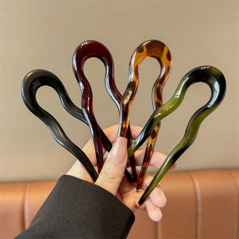 ✨Elora Hair™ U-Shaped Hair Fork – Chic Tortoiseshell Hairpin