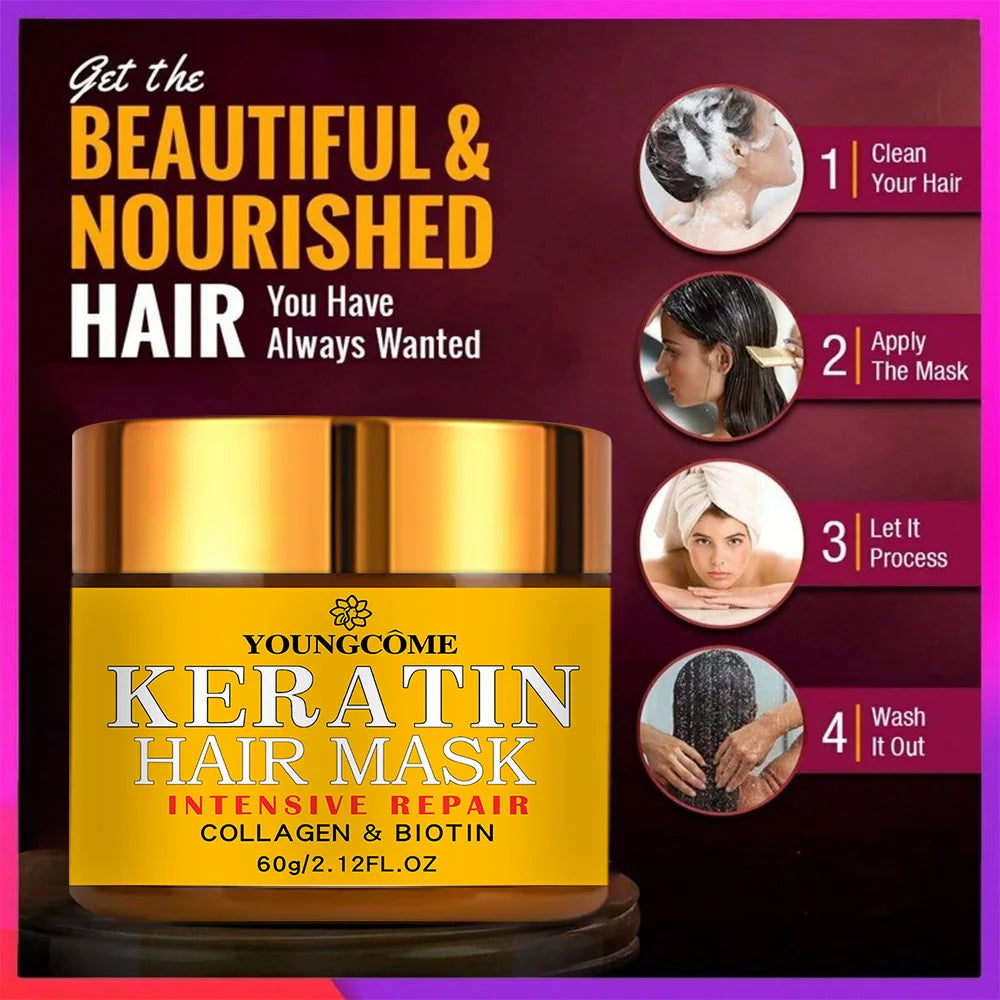 ✨Elora Hair™ Keratin Repair Mask – Biotin & Collagen Boost