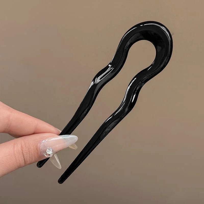 ✨Elora Hair™ U-Shaped Hair Fork – Chic Tortoiseshell Hairpin