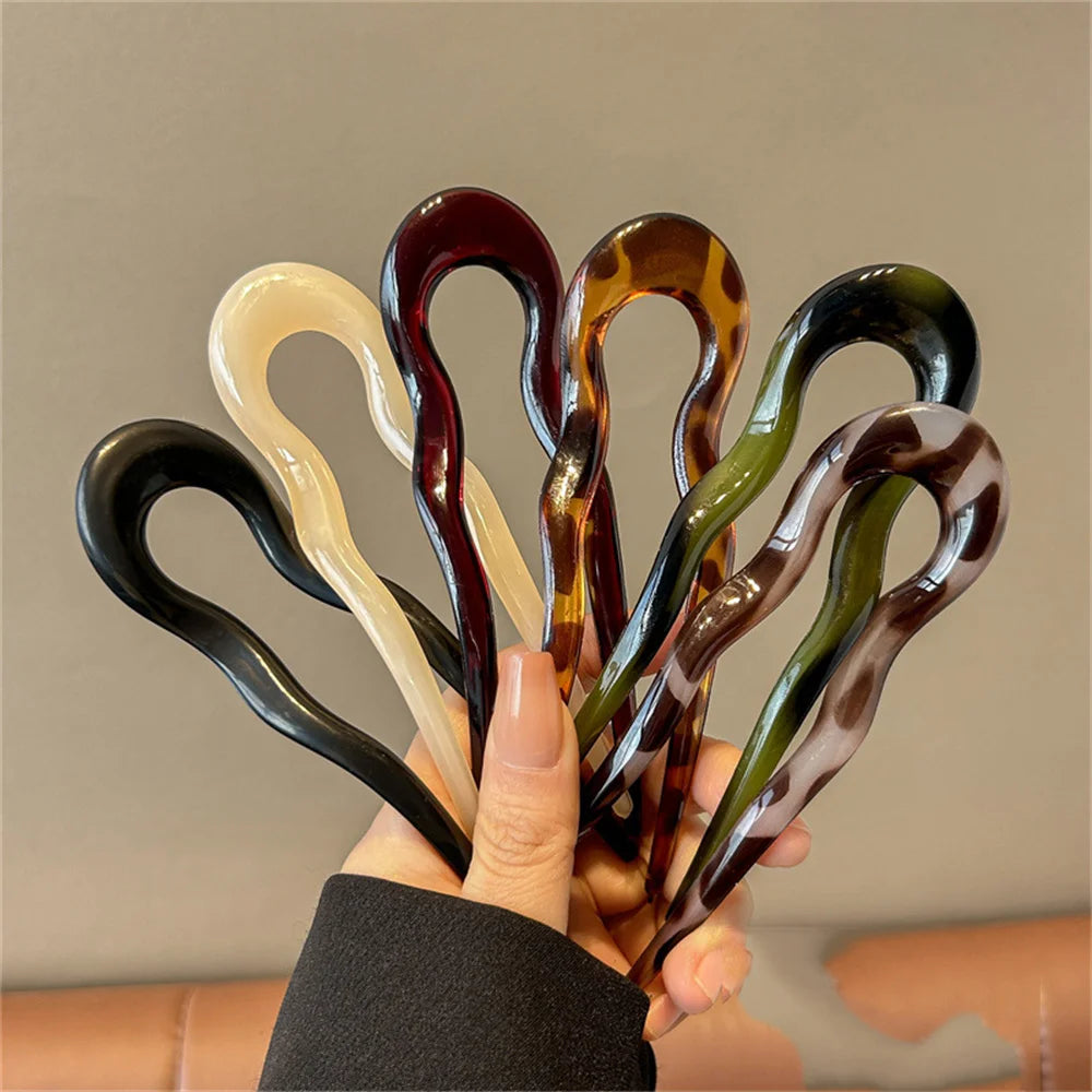 ✨Elora Hair™ U-Shaped Hair Fork – Chic Tortoiseshell Hairpin